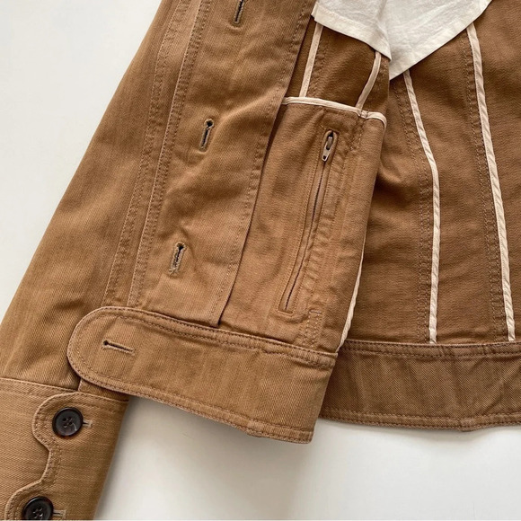 Cole Haan Tan Designer Denim Jean Jacket Size S Small - Picture 7 of 12